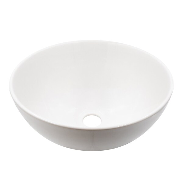 Mini 12-inch Round White Porcelain Sink With Chrome Pop-up Drain